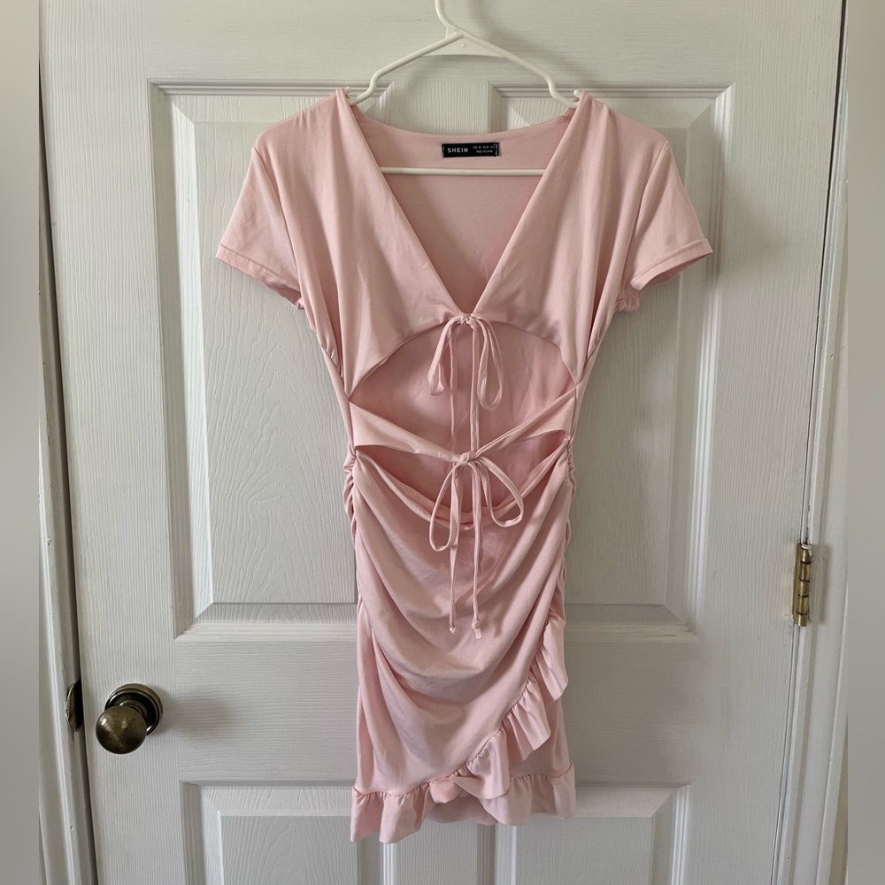 SHEIN Light Pink Tie Dress